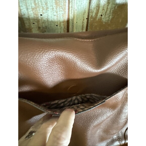LODIS Large Brown 100% Pebble Leather Exterior - Polyester Inside Shoulder Bag
